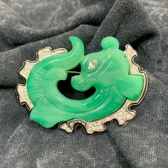 Kenneth Jay Lane Jewelry - Kenneth Jay Lane Simulated Jade Dragon Pin.